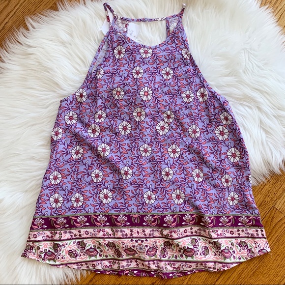 Aqua junior daisy floral tank top purple size S - Picture 3 of 4
